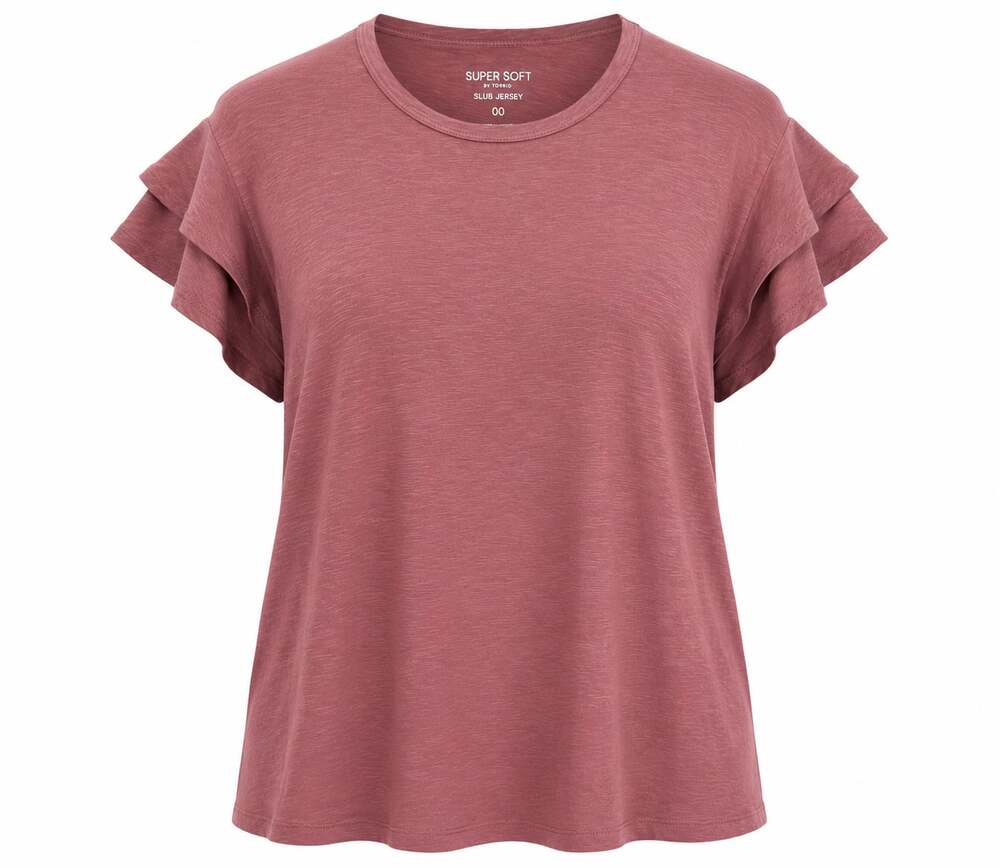 Torrid Super Soft Slub Jersey Double Ruffle Sleeve Tee Mauve Size 00